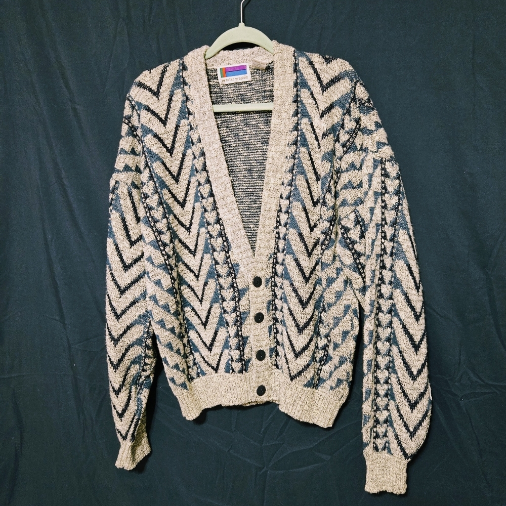 Sweater Graphix Retro Cardigan - Grandpa Sweater - Coogi Style - Size XL